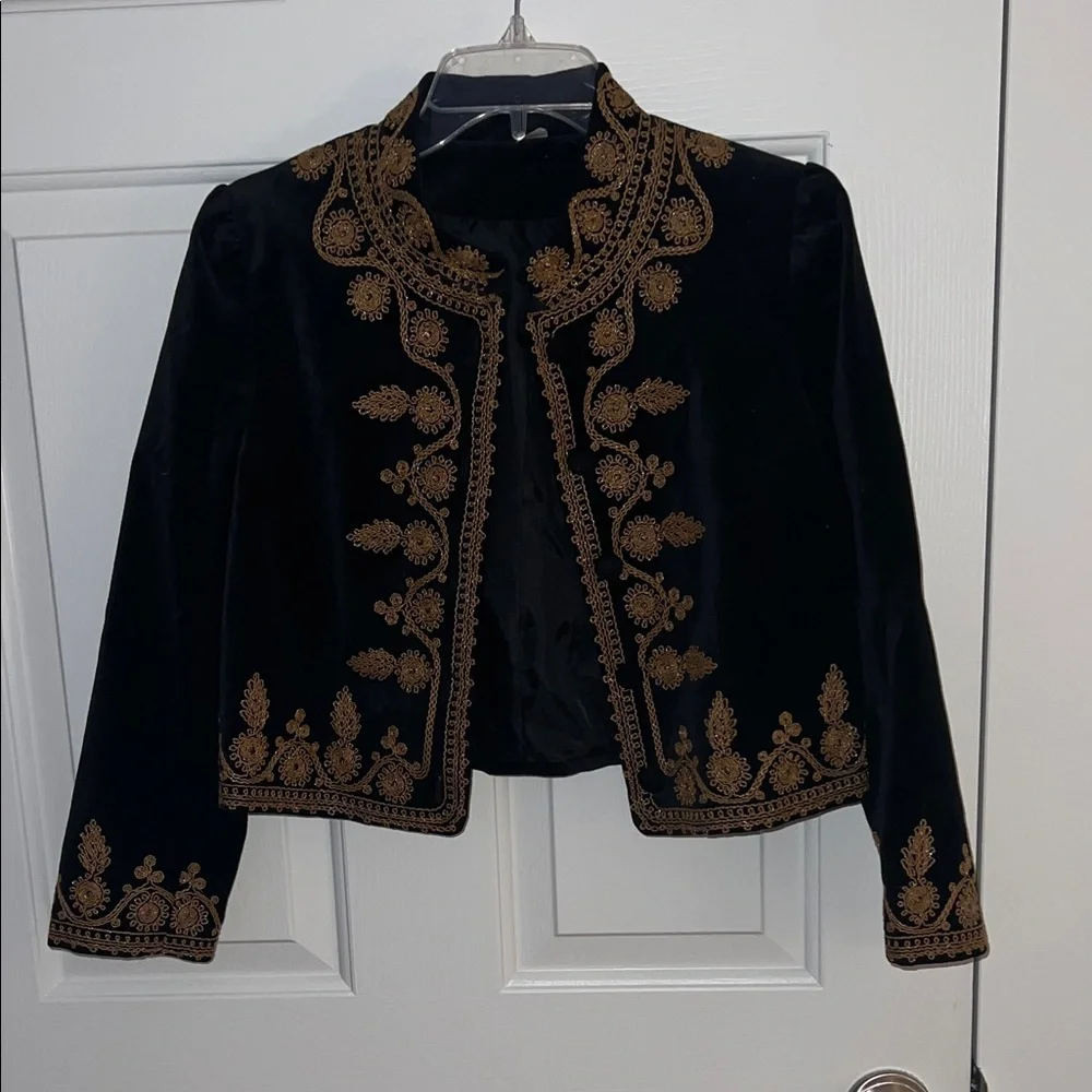H&M Elegant Black Velvet Blazer with metallic Embroidery - Picture 1 of 6